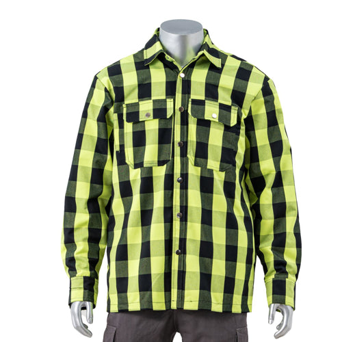 Hi Vis Quilt-Lined Flannel Safety Shirt Jacket | Safety yellow