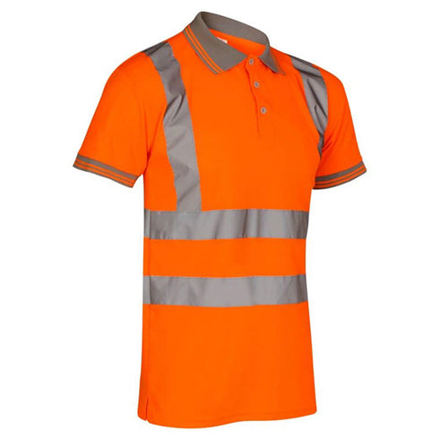 Class 2 Safety Polo Birdseye Mesh Shirt W/ Reflective Tape | Safety orange