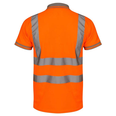 Class 2 Safety Polo Birdseye Mesh Shirt W/ Reflective Tape | Safety orange