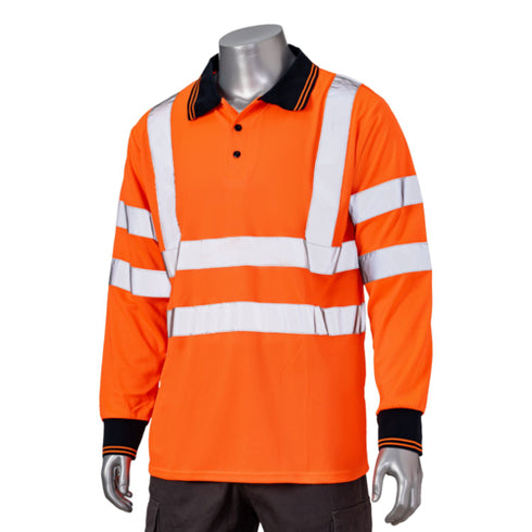 Class 3 Safety Polo With Double Band 2" Reflective Tape | Safety orange