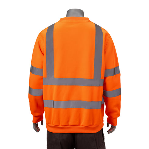 Class 3 Double Band Reflective Tape Safety Sweatshirt | Safety orange