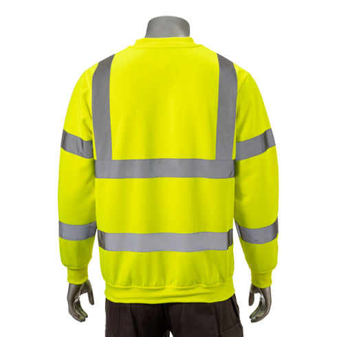 Class 3 Double Band Reflective Tape Safety Sweatshirt | Safety yellow