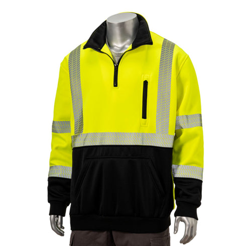 Class 3 C Hi Vis Reflective Tape Safety 1/4 Zipper | Safety yellow