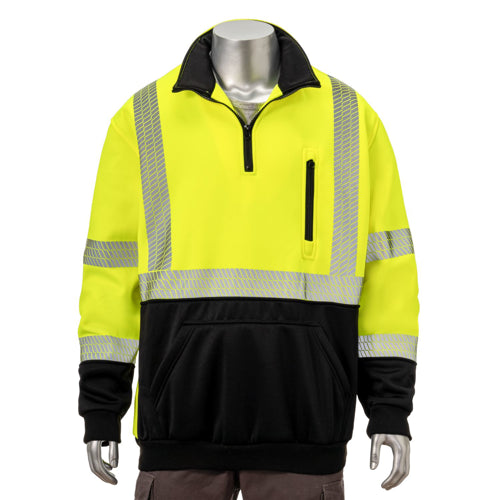 Class 3 C Hi Vis Reflective Tape Safety 1/4 Zipper | Safety yellow