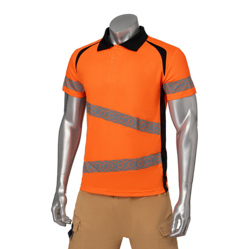 Class 3 Safety Polo With Double Band 2" Segmented Tape | Safety orange