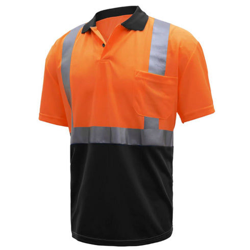 Class 3 Safety Polo W/ 2" Reflective Tape & Pocket | Safety orange