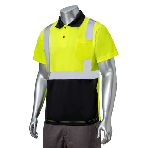 Class 3 Safety Polo W/ 2" Reflective Tape & Pocket | Safety yellow