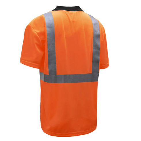 Class 3 Safety Polo W/ 2" Reflective Tape & Pocket | Safety orange
