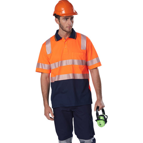 Class 3 Double Band Segmented Tape Polo Shirt With Pocket | Safety orange