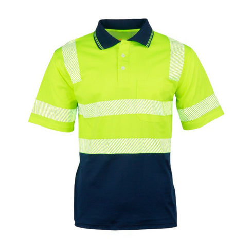 Class 3 Double Band Segmented Tape Polo Shirt With Pocket | Front side | Safety yellow