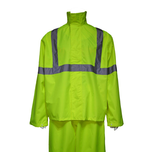 Waterproof Class 3 Reflective Tape Safety Rain Jacket | Safety yellow