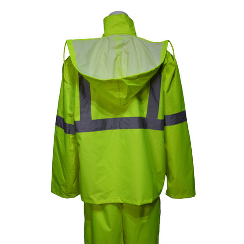 Waterproof Class 3 Reflective Tape Safety Rain Jacket | Safety yellow