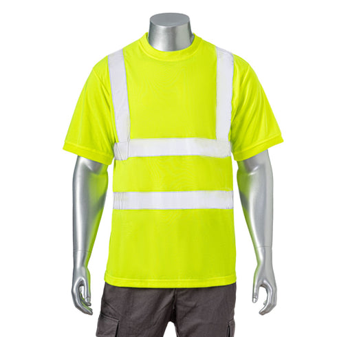 Odor Reducing Reflective Tape Safety T-Shirt | Front side | Safety yellow