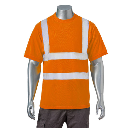 Odor Reducing Reflective Tape Safety T-Shirt | Front side | Safety orange