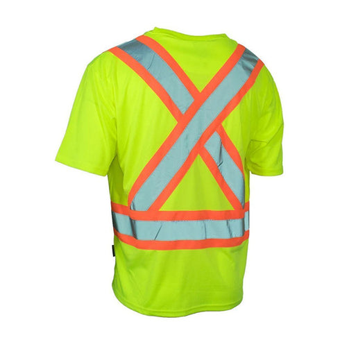Class 2 Safety T-Shirt with Reflective Tape with pocket | Safety yellow