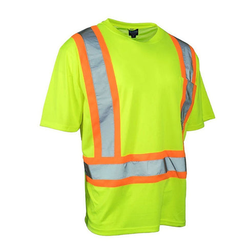 Class 2 Safety T-Shirt with Reflective Tape with pocket | Safety yellow