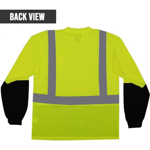 Class 2 Color Block Reflective Tape Safety T-Shirt W/ Pocket | Safety yellow black