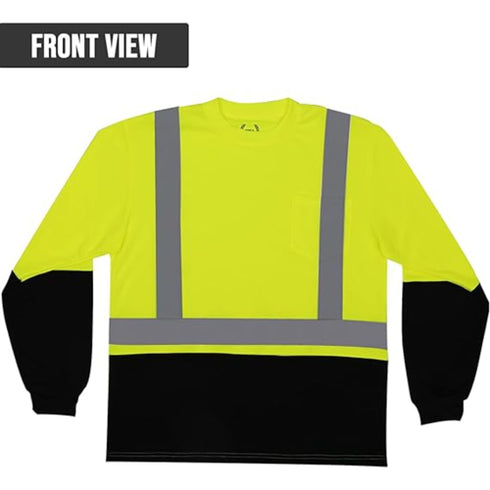 Class 2 Color Block Reflective Tape Safety T-Shirt W/ Pocket | Safety yellow black