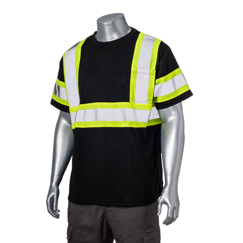 Class 3 Polyester Reflective Tape Safety T-Shirt With Pocket | Safety black