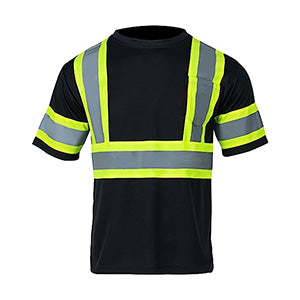 Class 3 Polyester Reflective Tape Safety T-Shirt With Pocket | Front side | Safety black