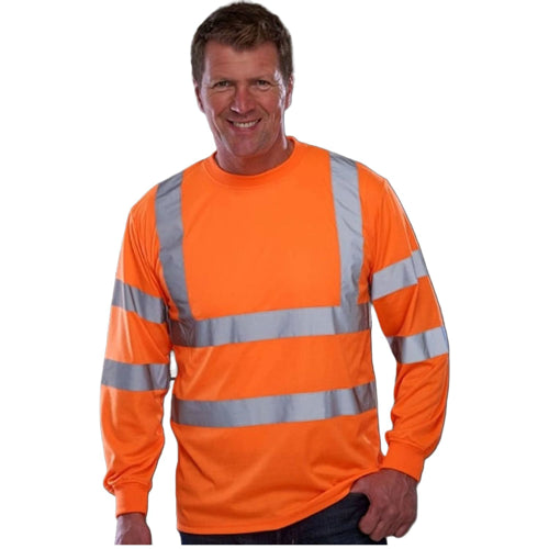 Class 3 Odor Reducing Double Band Reflective Tape Safety T-Shirt | Safety orange