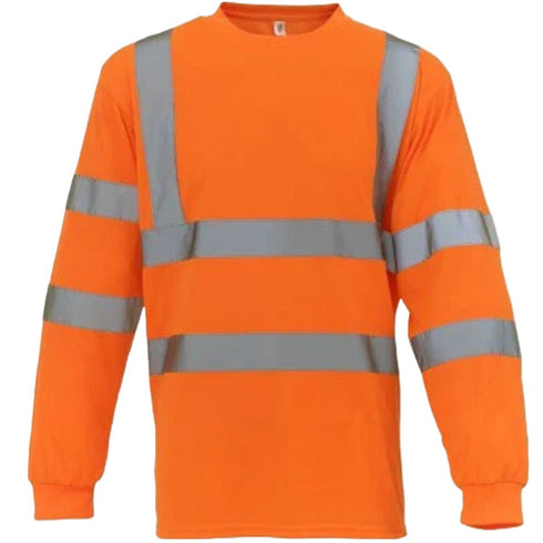 Class 3 Odor Reducing Double Band Reflective Tape Safety T-Shirt | Front side | Safety orange