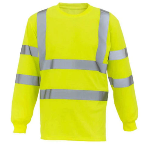 Class 3 Odor Reducing Double Band Reflective Tape Safety T-Shirt | Front side | Safety yellow