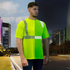 Polyester Segmented Tape Safety T-Shirt With Pocket | Safety yellow