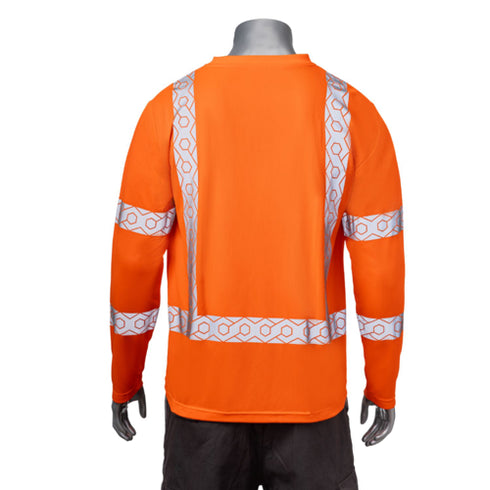 Class 3 Polyester Segmented Tape Safety T-Shirt | Back side | Safety orange