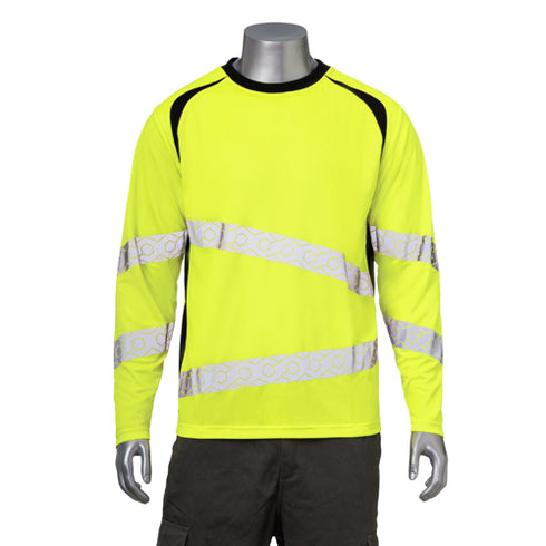 Polyester Double Band Segmented Tape Safety T-Shirt | Front side | Safety yellow