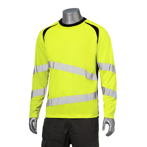 Polyester Double Band Segmented Tape Safety T-Shirt | Safety yellow