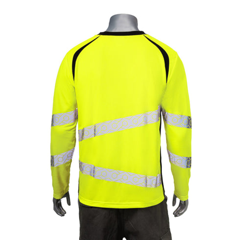 Polyester Double Band Segmented Tape Safety T-Shirt | Back side | Safety yellow