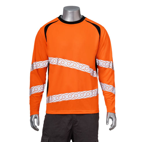 Polyester Double Band Segmented Tape Safety T-Shirt | Front side | Safety orange