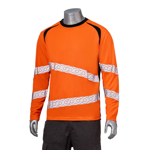 Polyester Double Band Segmented Tape Safety T-Shirt | Safety orange
