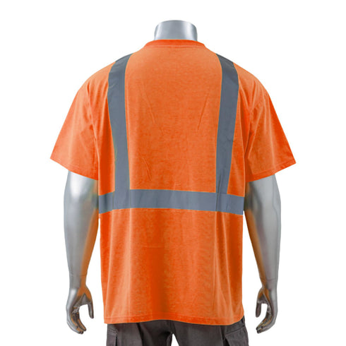 Class 2 Reflective Tape Safety T-Shirt With Pocket | Safety orange