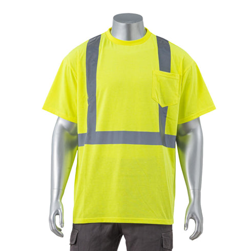 Class 2 Reflective Tape Safety T-Shirt With Pocket | Safety yellow