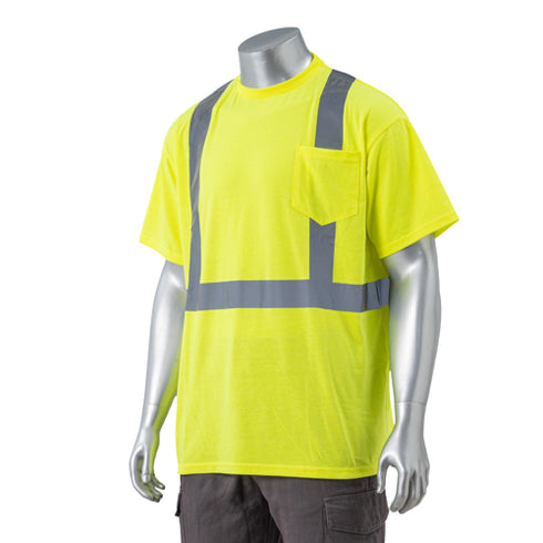 Class 2 Reflective Tape Safety T-Shirt With Pocket | Safety yellow