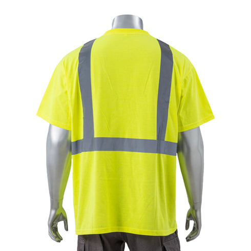 Class 2 Reflective Tape Safety T-Shirt With Pocket | Safety yellow
