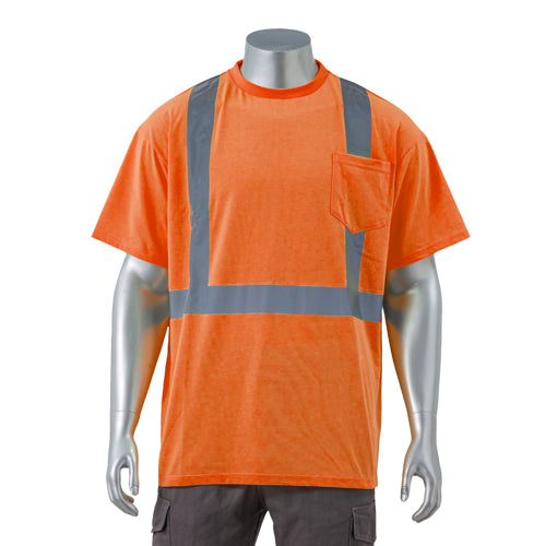Class 2 Reflective Tape Safety T-Shirt With Pocket | Safety orange