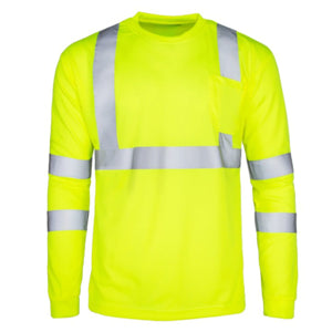 Class 3 Poly-Cotton Reflective Tape Safety T-Shirt W/ Pocket | Safety yellow