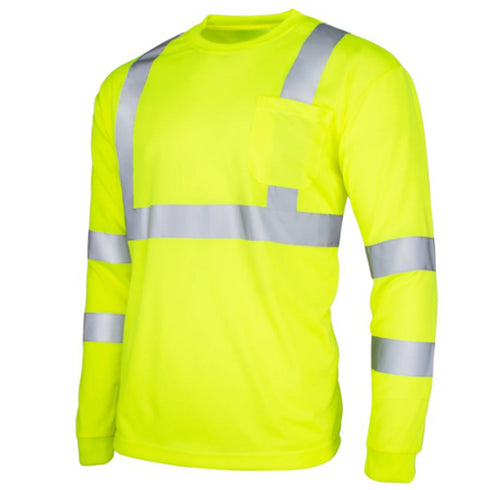 Class 3 Poly-Cotton Reflective Tape Safety T-Shirt W/ Pocket | Safety yellow