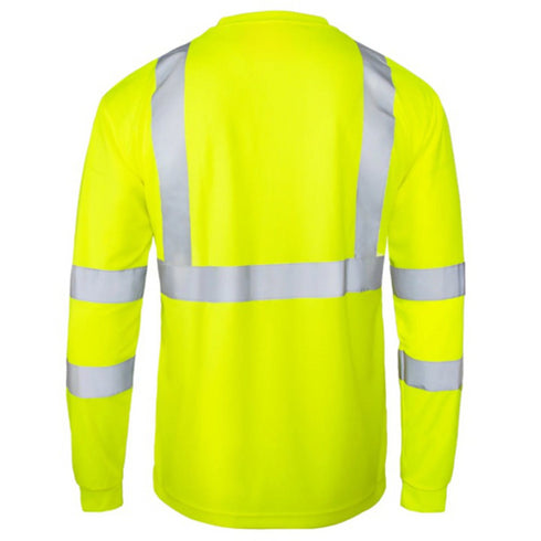Class 3 Poly-Cotton Reflective Tape Safety T-Shirt W/ Pocket | Safety yellow