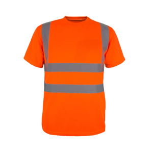 Class 2 Odor Reducing Double Band Reflective Tape Safety T-Shirt | Safety orange
