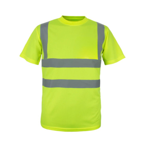 Class 2 Odor Reducing Double Band Reflective Tape Safety T-Shirt | Safety yellow
