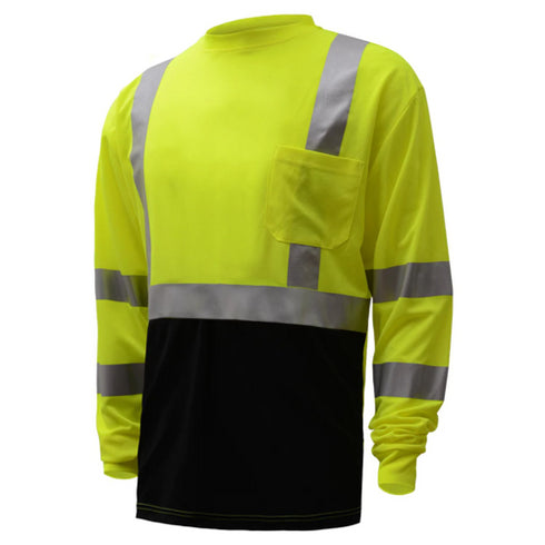 Color Block Reflective Tap Safety T-Shirt W/ Pocket | Safety yellow
