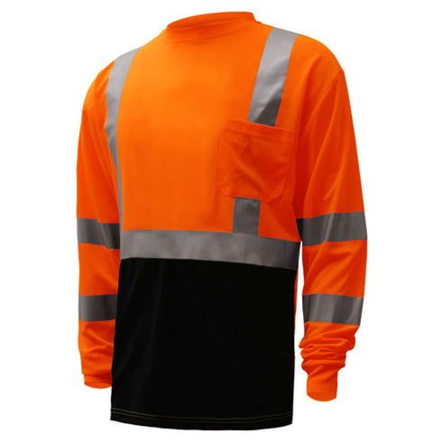 Color Block Reflective Tap Safety T-Shirt W/ Pocket | Safety orange
