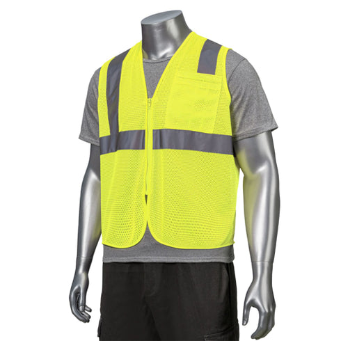 Class 2 Polyester Reflective Tape Safety Vest With Pocket | Safety yellow
