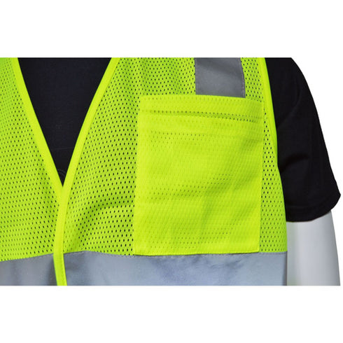 Class 2 3.8 Oz. Polyester Reflective Tape Safety Hook & Loop Vest With Pocket | Safety yellow