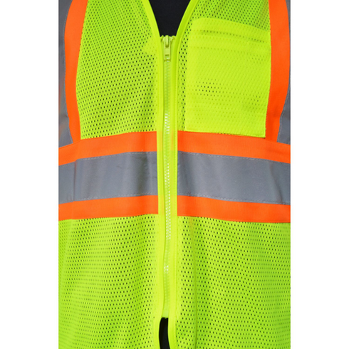 Class 2 3.8 Oz. Polyester Two Tone Reflective Tape Safety Vest | Safety yellow