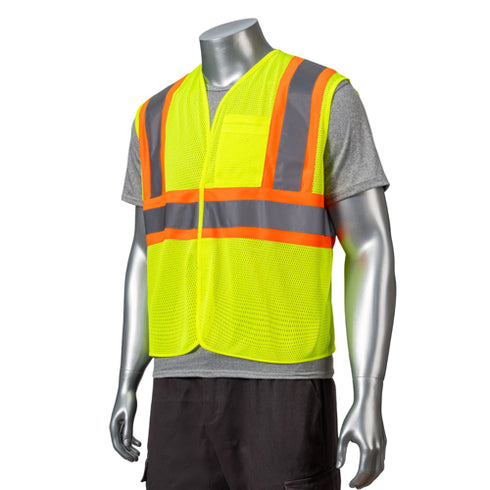 Class 2 Polyester Reflective Tape Safety Hook & Loop Vest With Pocket | Safety yellow